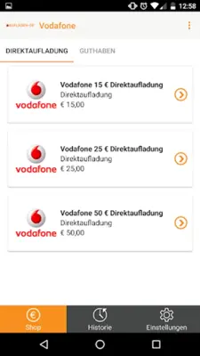Aufladen - Guthaben, Giftcard android App screenshot 2